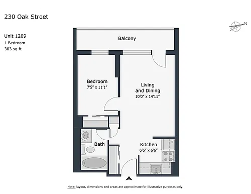 Floor plan 1 Bedroom - unit 1209