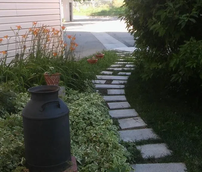Granite Path along the garage