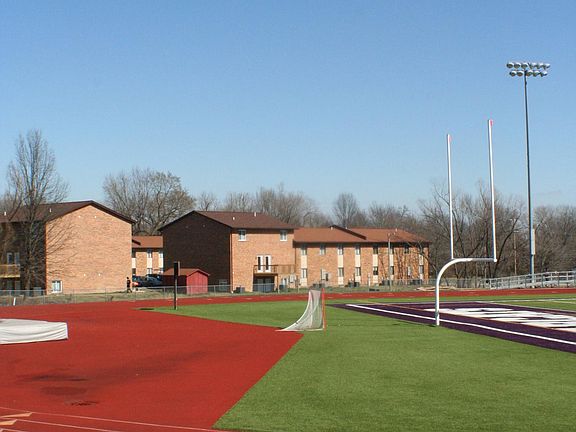 Property backs up to football field and track