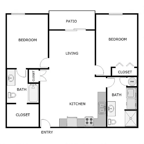 Floor plan 2 Bed 2 Bath