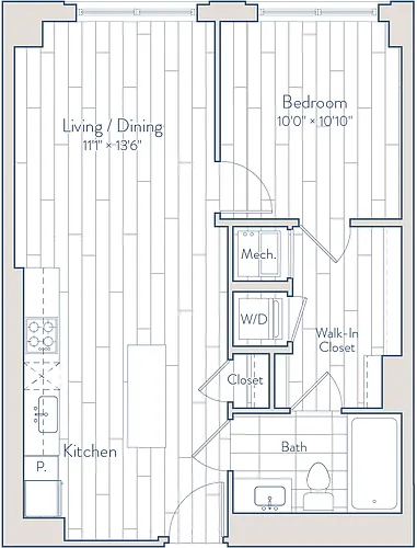 Floor plan 1 Bed/1 Bath-C10-1