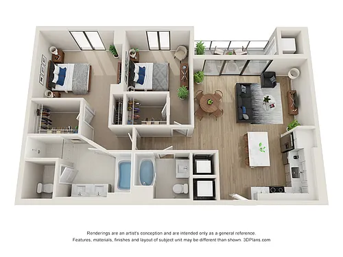 Floor plan 2 Bed/2 Bath-N.1