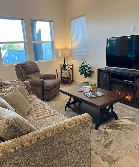 Family room and fireplace area