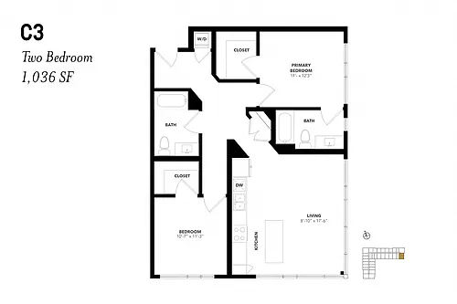 Floor plan Two Bedroom C3