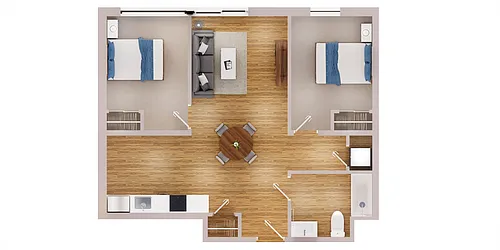 Floor plan 2 Bedroom - By the Bedroom