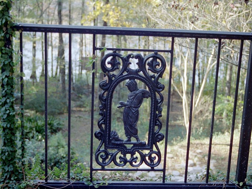 wrought iron on back patio overlooking lake