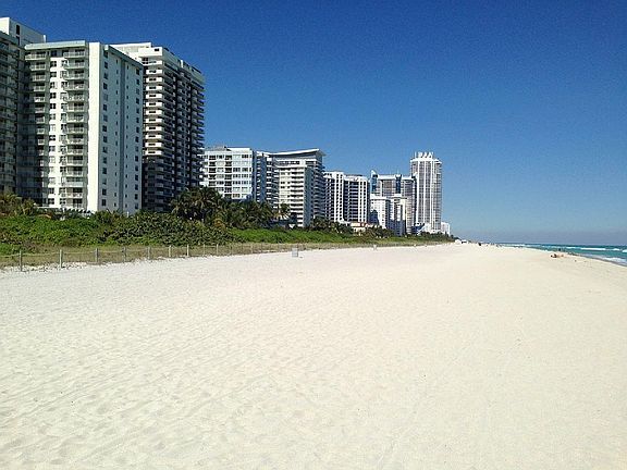 Beach behind building