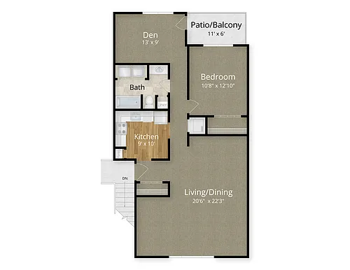 Floor plan 1 Bed + Den x 1 Bath