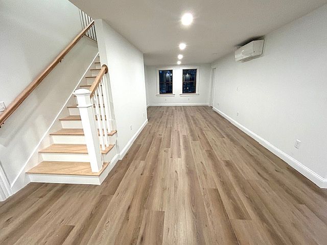 Large kitchen, dining and living room area