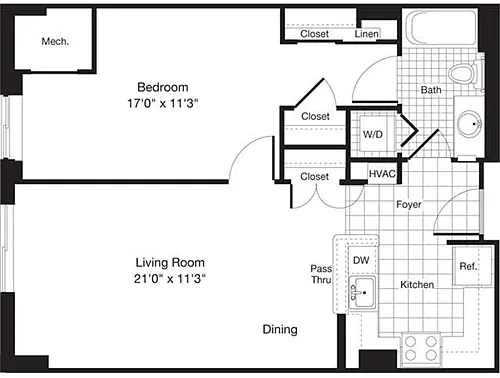 Floor plan 1 Bedroom P