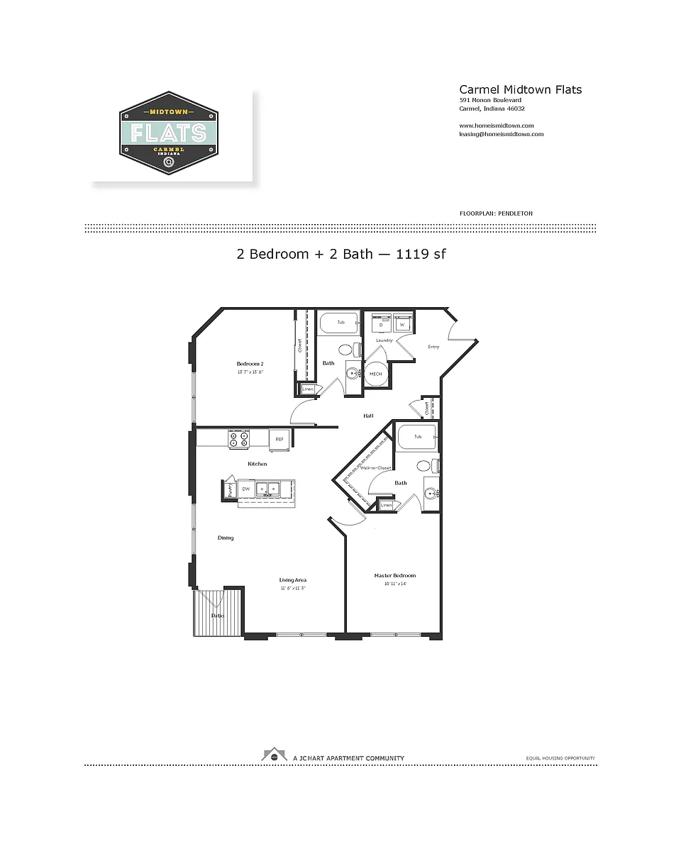 Floor plan 2 Bedroom, 2 Bathroom