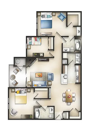 Floor plan 3 Bedroom 2 Bath Sequoia at Baker I