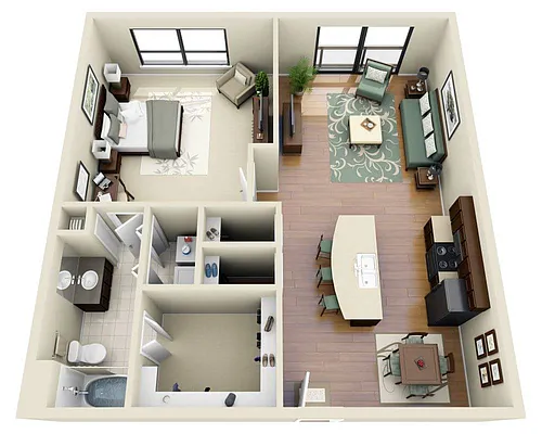 Floor plan One Bedroom A1A - MMR