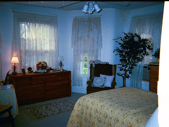 Window alcove in a large bright bedroom