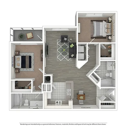 Floor plan B2 Magnolia - Two Bedroom, Two Bathroom
