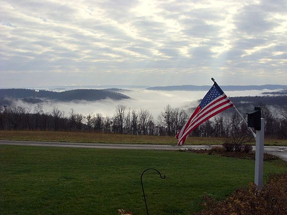 Fog settling into the valley below