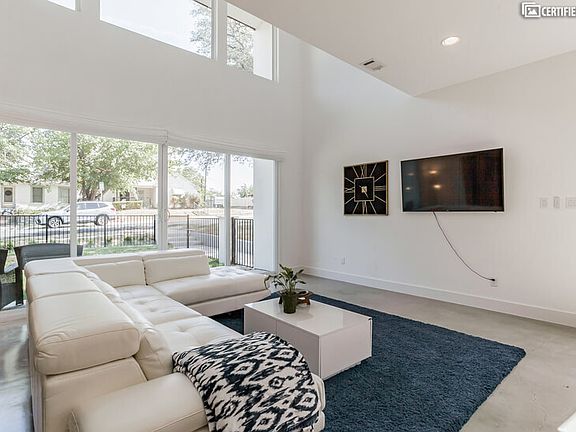 Living room with wall mounted TV