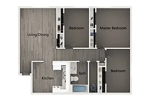 Floor plan 3 Bedroom 1 Bathroom