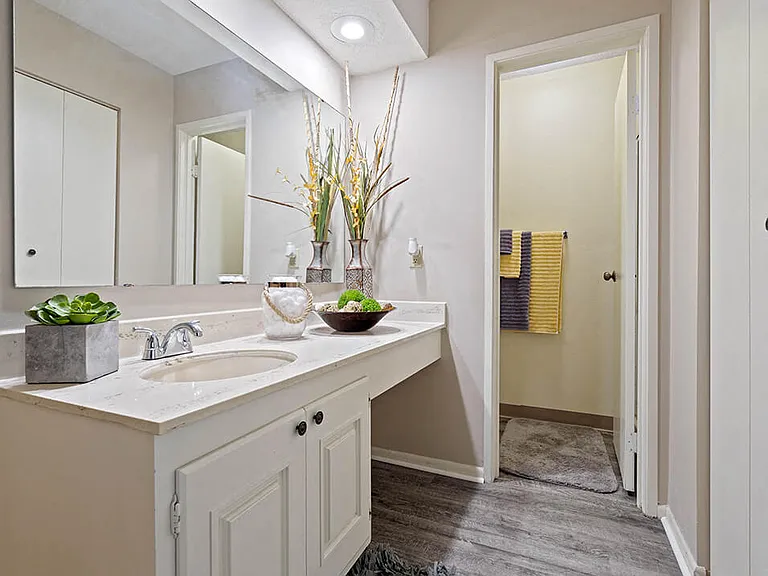 Spacious Bathroom with Storage Area