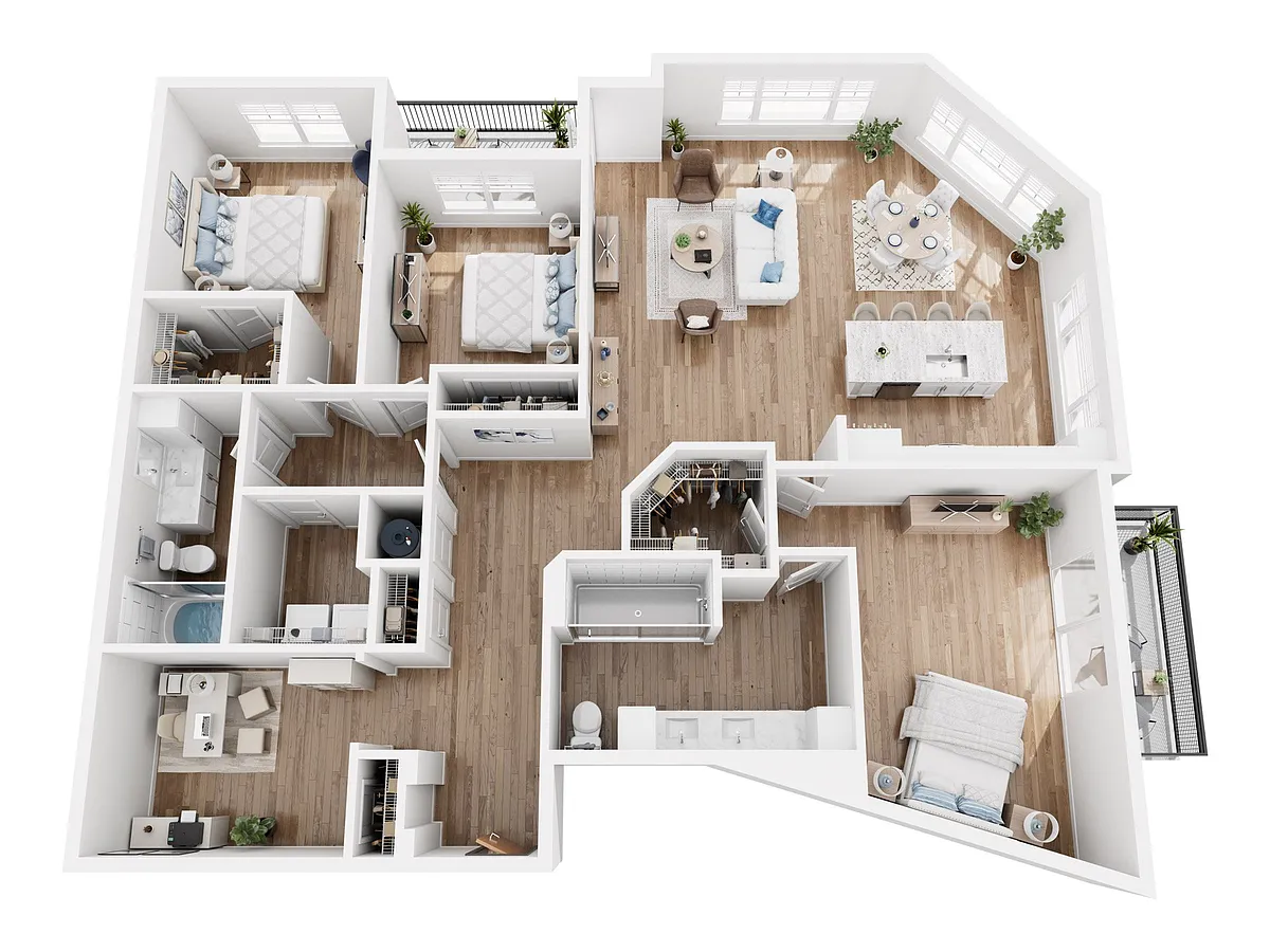 Floor plan Diamond plus Den, XL Bedroom and Extra Balcony
