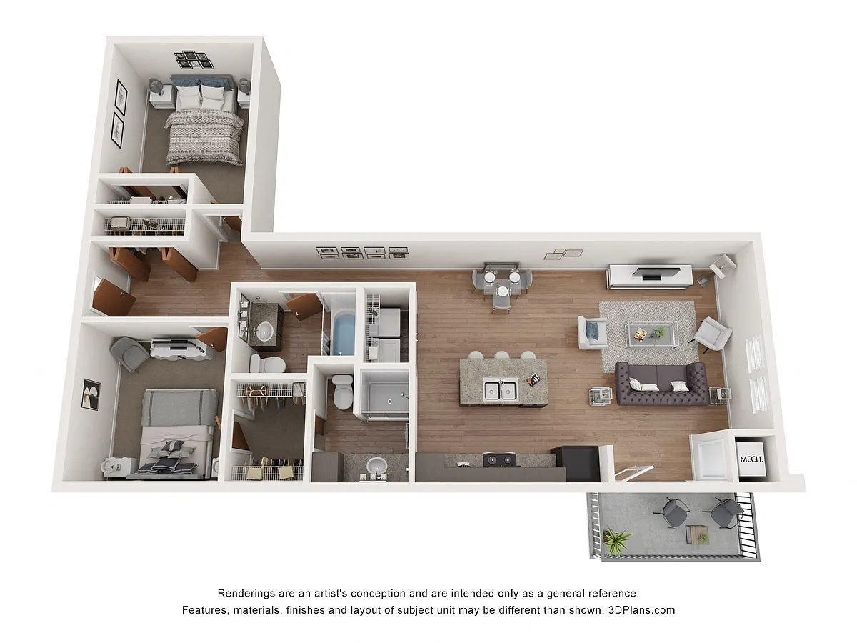Floor plan Pine 2 Bedroom 2 Bathroom