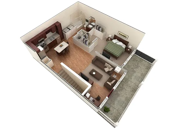 Floor plan 1 BR Designer Overlook