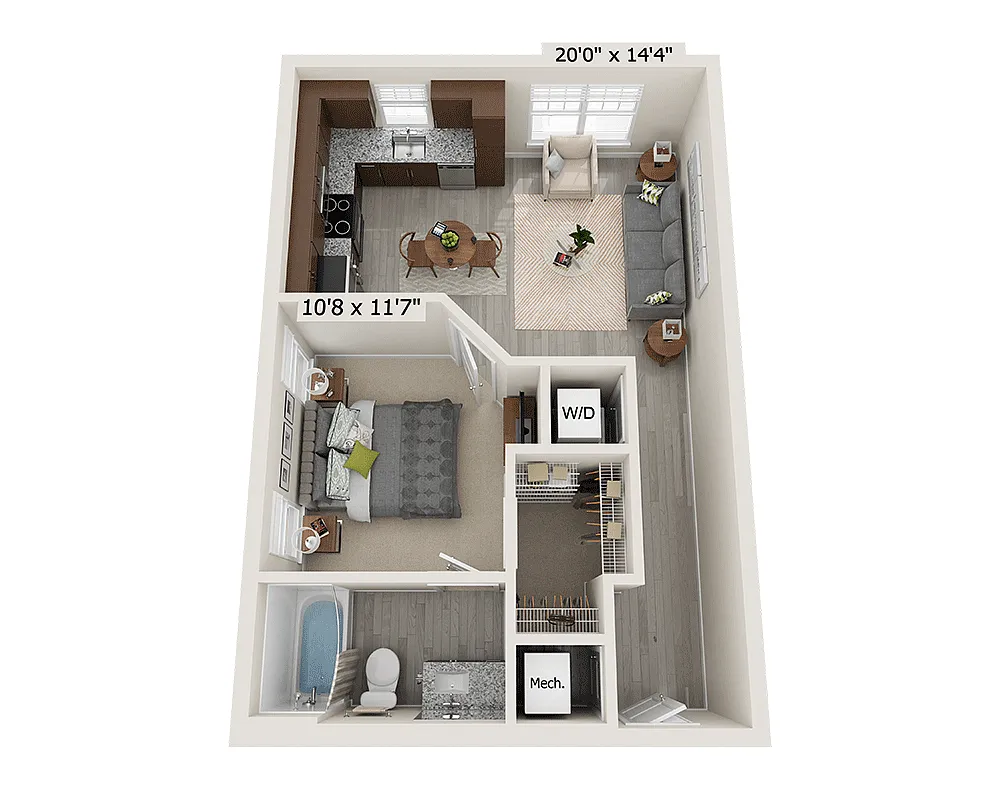 Floor plan One Bedroom A1B