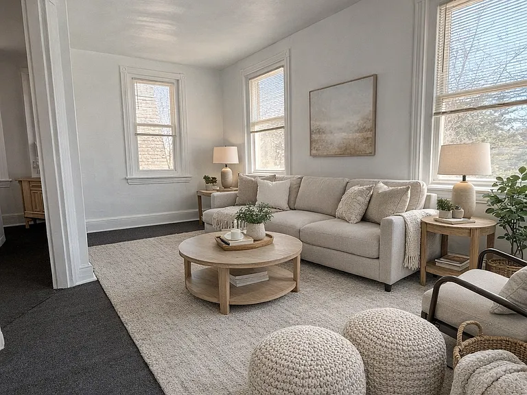 Living Room Area Staged Digitally Using AI