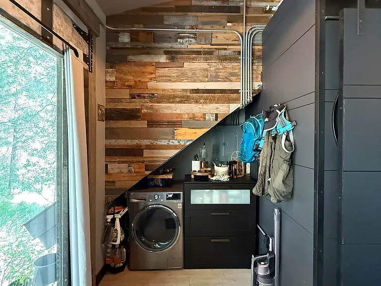 Washer/dryer unit near entrance