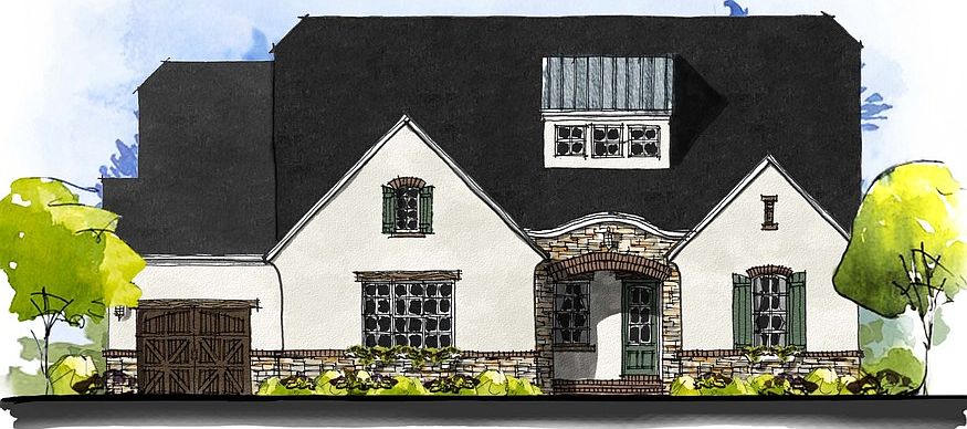 Santa Fe - French Cottage 3-Car Side Load Garage Note Renderings may show optional features