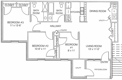 Floor plan 3 Bedroom 60 Percent