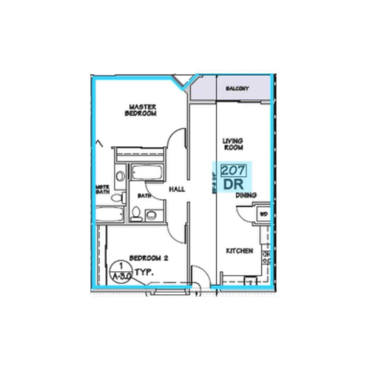 Floor plan DR - 2 Bed 2 Bath