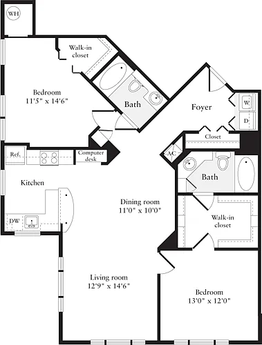 Floor plan 2 Bedrooms H