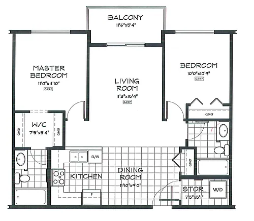 Floor plan 2 Bed 2 Bath D