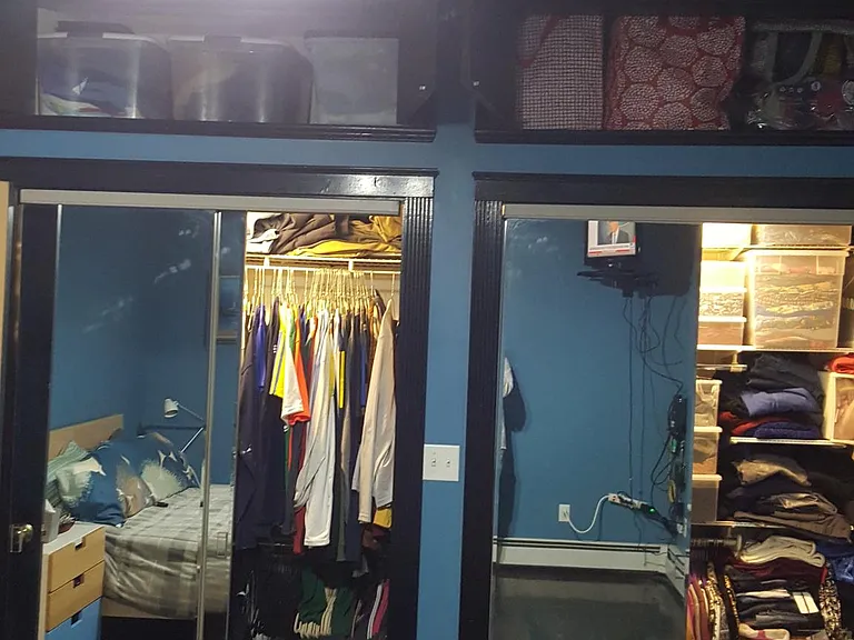 Sliding glass closets and overhead storage