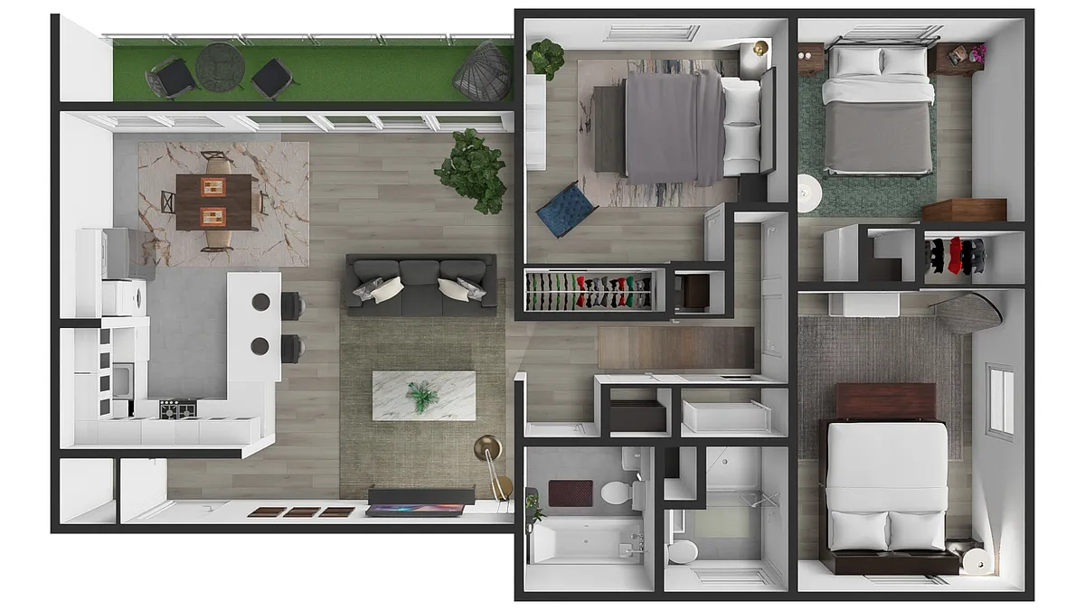 Floor plan Open Kitchen 3 Bedroom