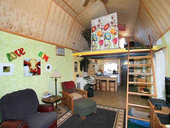 Cabin living room and loft