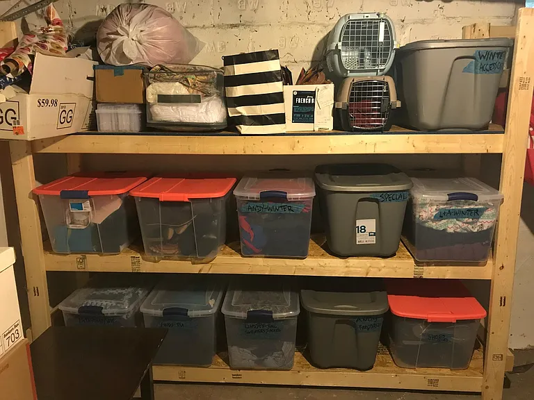 Large storage shelf in the basement.