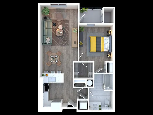 Floor plan 1BD, 1BA