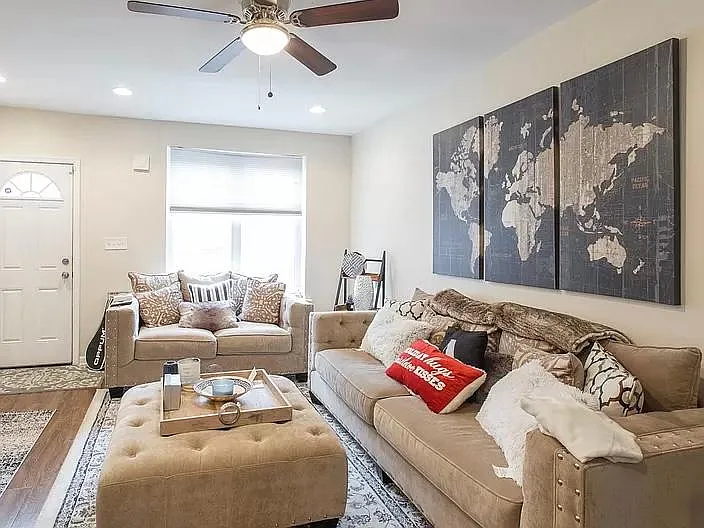 Living room looking to front of house