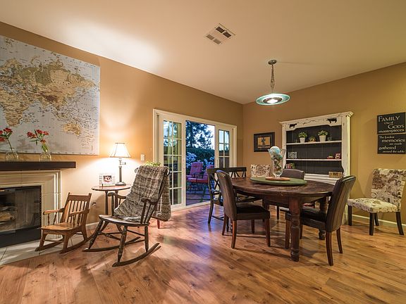 Dining area with French door