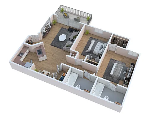 Floor plan Two Bed Two Bath Renovated