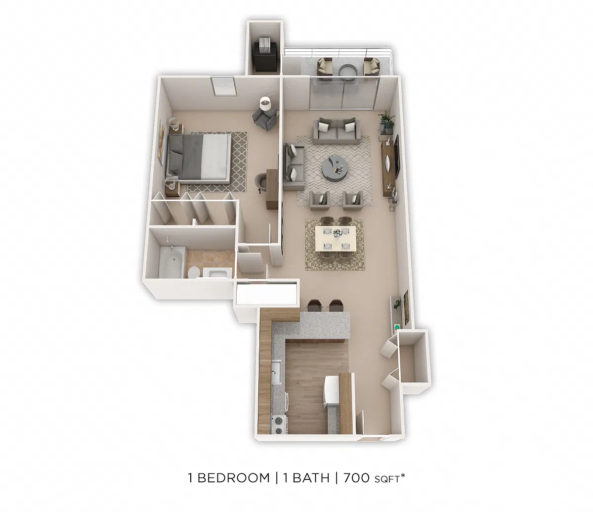 Floor plan One Bedroom - 700 sqft
