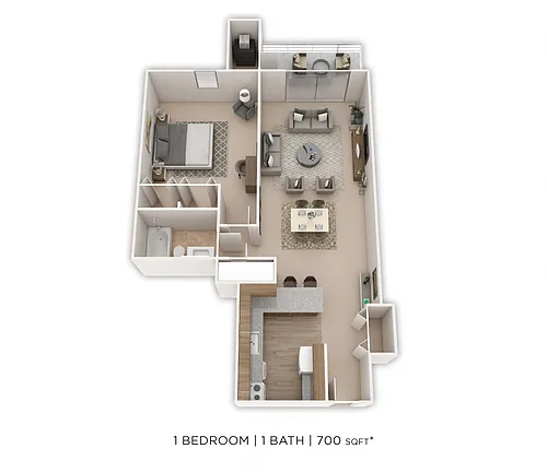 Floor plan One Bedroom - 700 sqft
