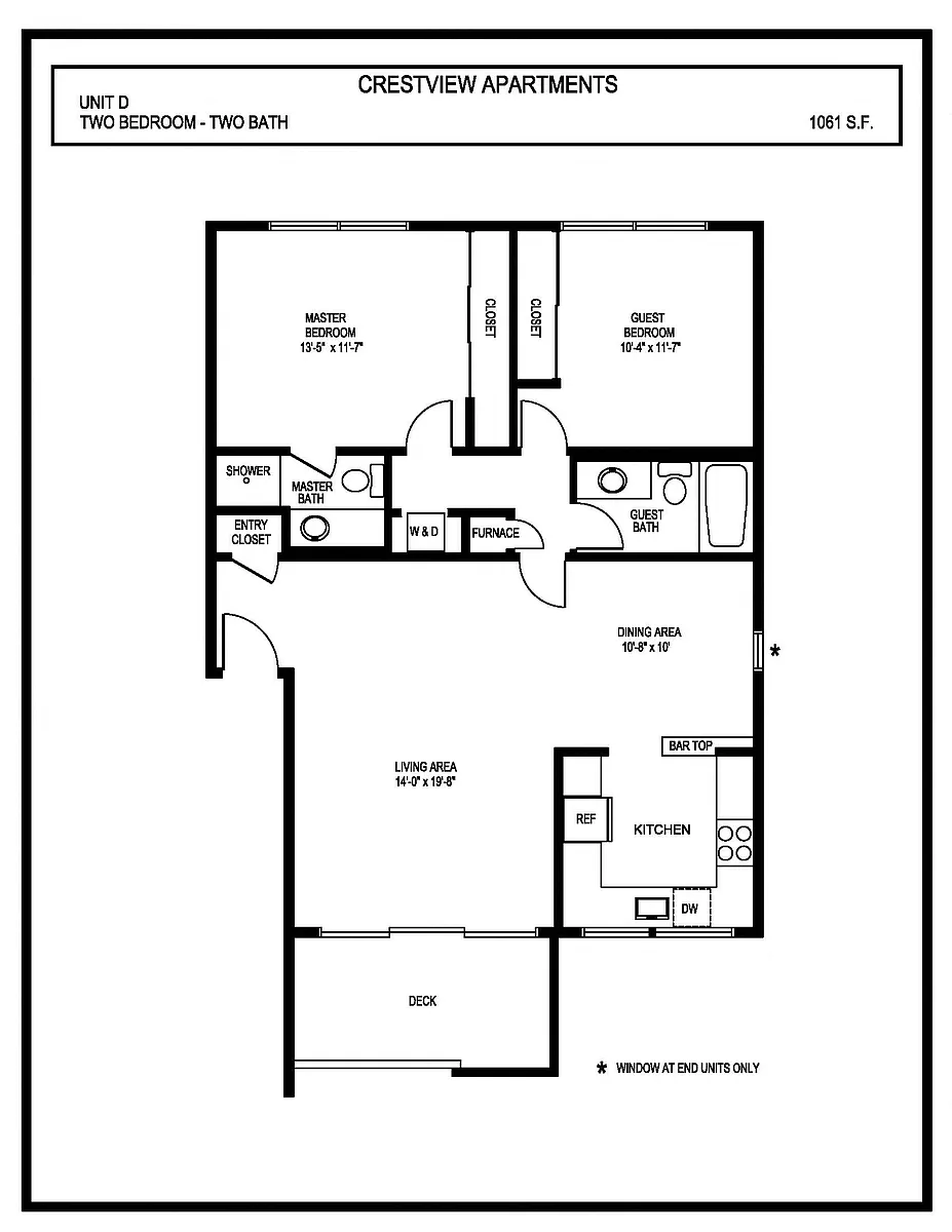 Floor plan Plan D: With Washer and Dryer