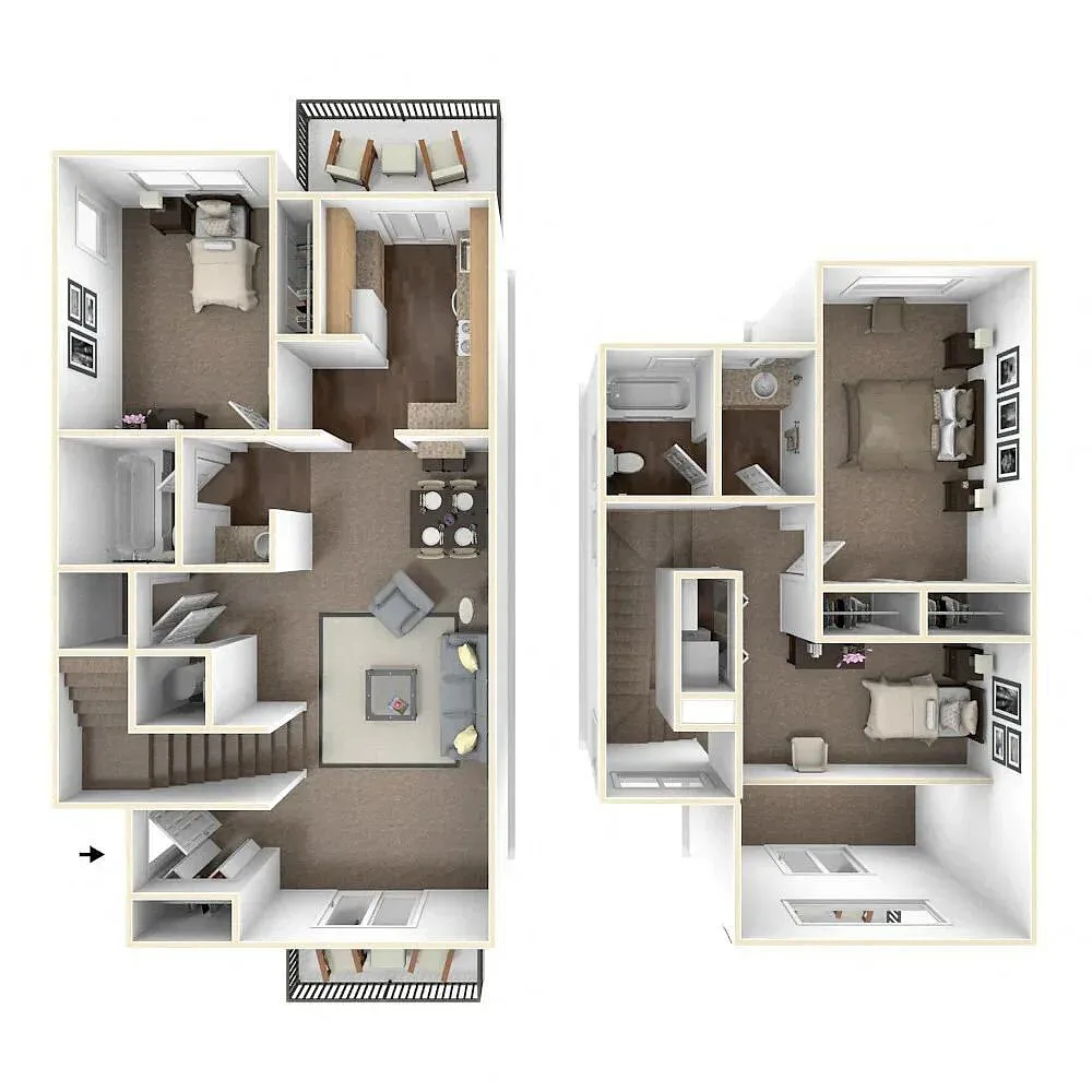Floor plan 2 Bedroom 2 Bath Townhouse