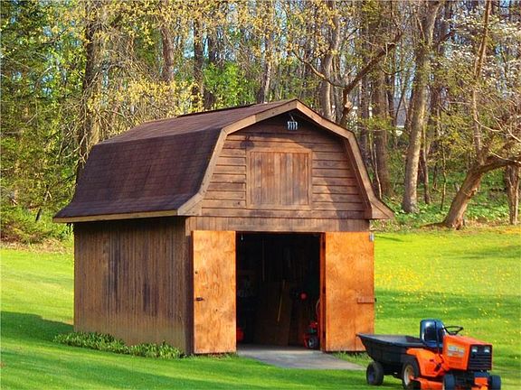 Oversized shed for extra storage.