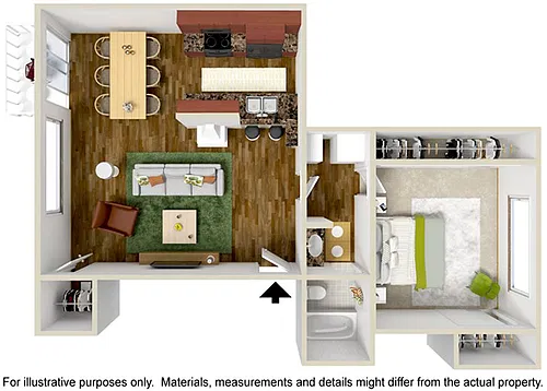 Floor plan 1 Bedroom 1 Bath