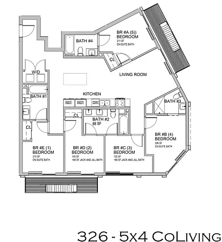 Floor plan Shared Apartment - Private suite Shared bathroom