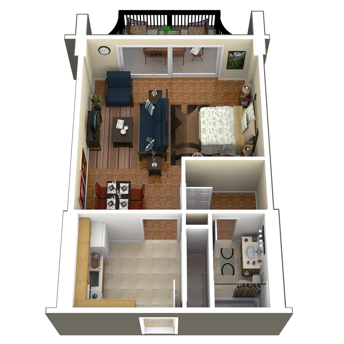 Floor plan Studio 1 Bath